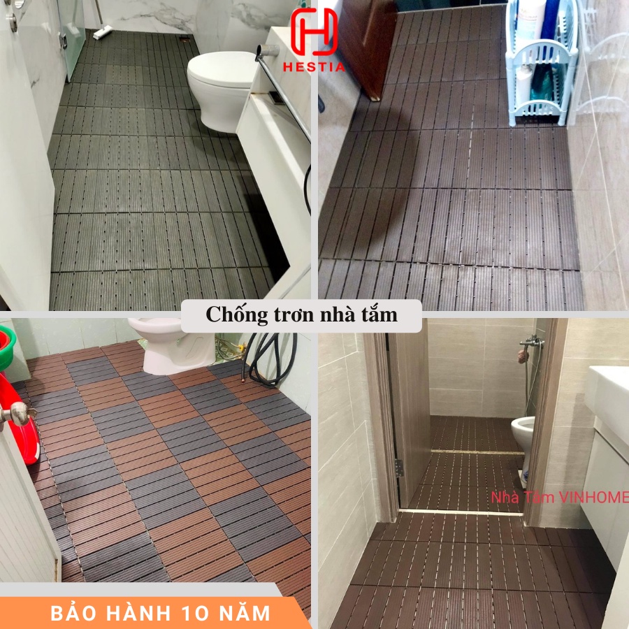 Combo 11 Tấm Lót Sàn Nhựa Ban Công 3T Basic - Vỉ Lót Sàn Chống Trơn Nhà Tắm, Bể Bơi