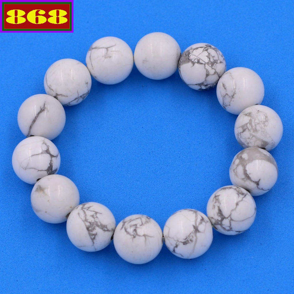 Vòng chuỗi đeo tay đá howlite 14 ly 14 hạt - Chuỗi tay phong thủy