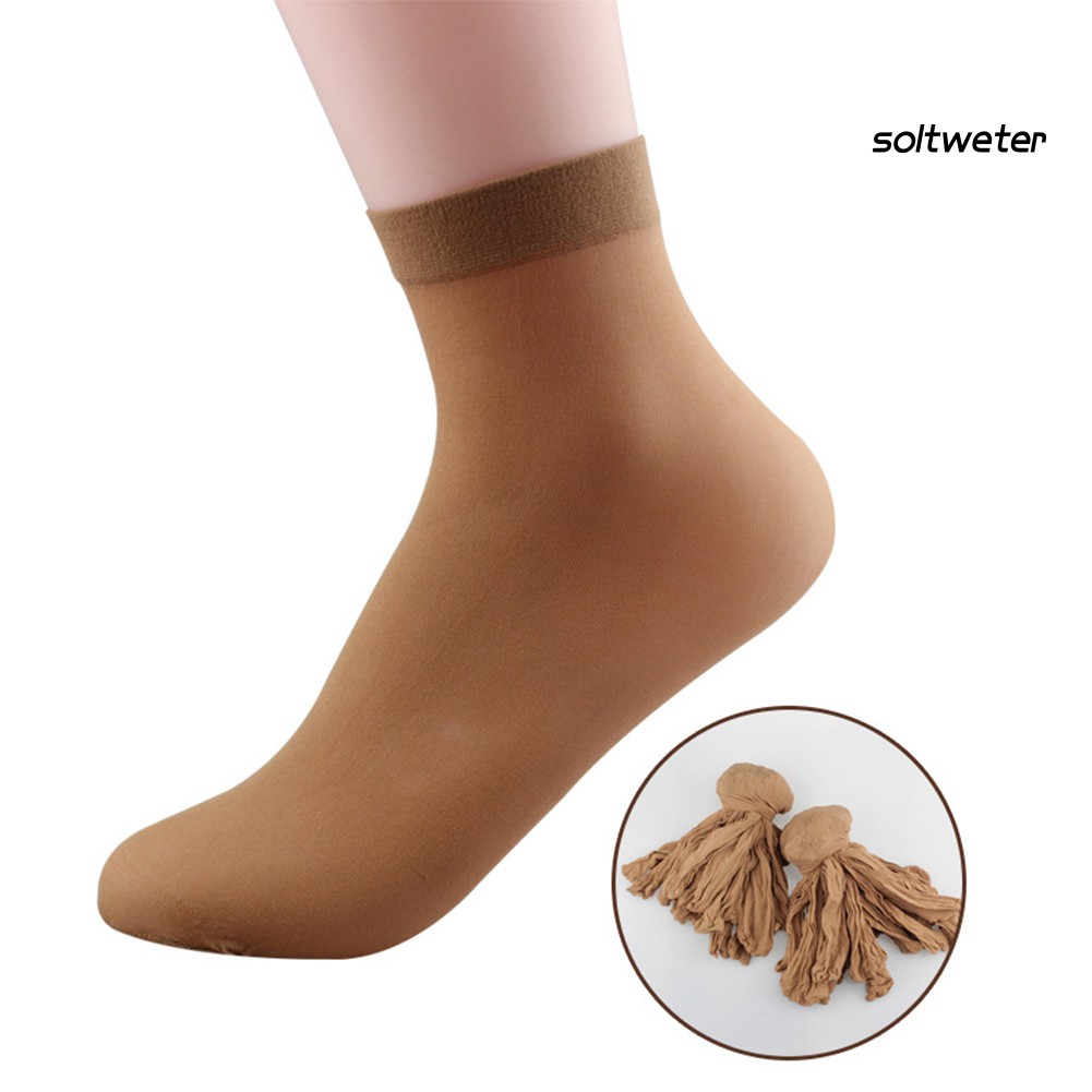 Set 10 Đôi Tất Lụa Màu Trơn Dùng Một Lần Cho Nam Nữ