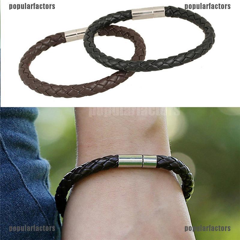 Vòng Tay Da Với Móc Khóa Nam Châm Cho Nam Và Nữ