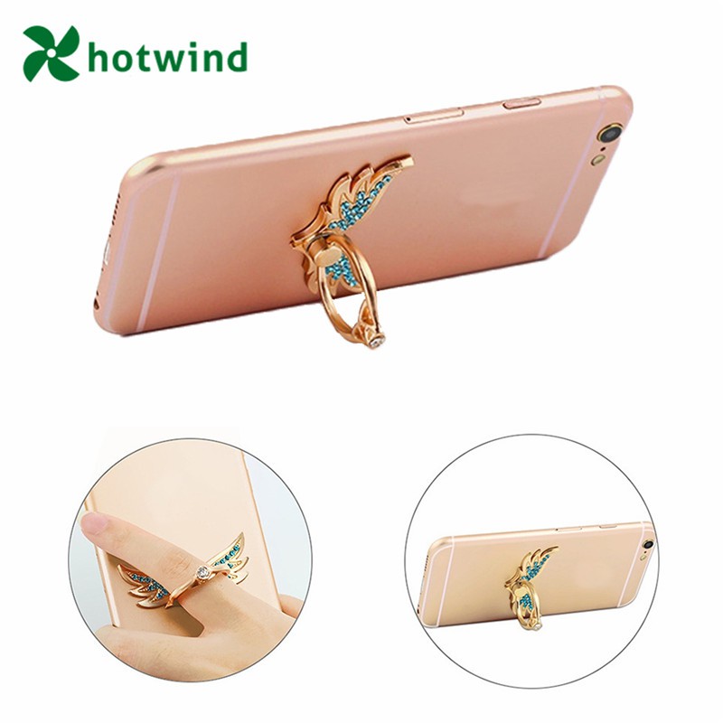 HW Angel Wings Metal Multifunctional Fall Proof Folding Ring Mobile Phone Holder