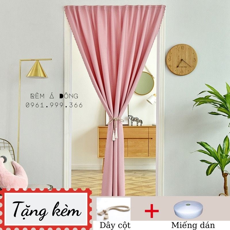 [Mã LIFE50KALL giảm 10% đơn 200K] Rèm Vải Thô, Rèm Cửa Dán Tường màu hồng phấn cực xinh, nhiều kích thước