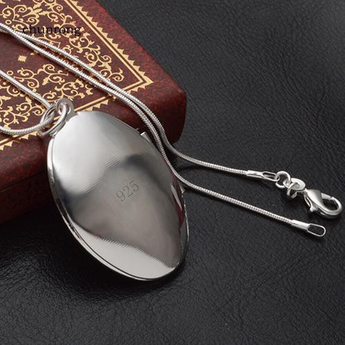 CHU_Unisex Fashion Silver Plated Alloy Carving Locket Pendant Chain Necklace Jewelry