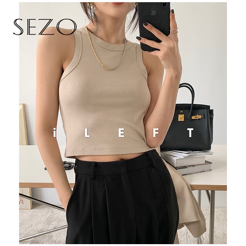  Áo tank top cổ tròn dáng ôm phong cách Hàn Quốc thời trang quyến rũ cho nữ | BigBuy360 - bigbuy360.vn