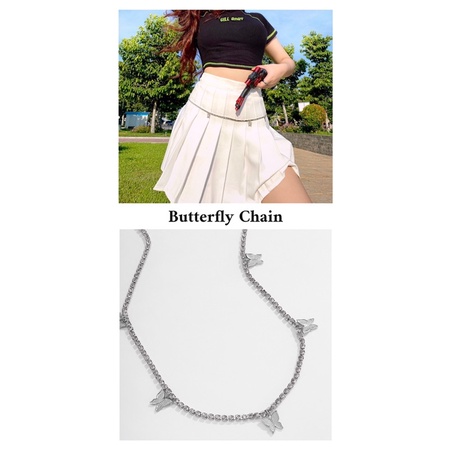 GILLBABY | Chân váy xếp ly lưng cao có quần bảo hộ kèm dây chain (TENNIS SKIRT)