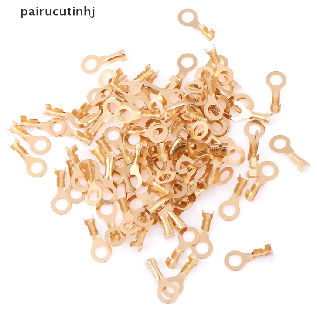 100Pcs 4.2mm Gold Brass Round Terminal Power Supply Wire Connector