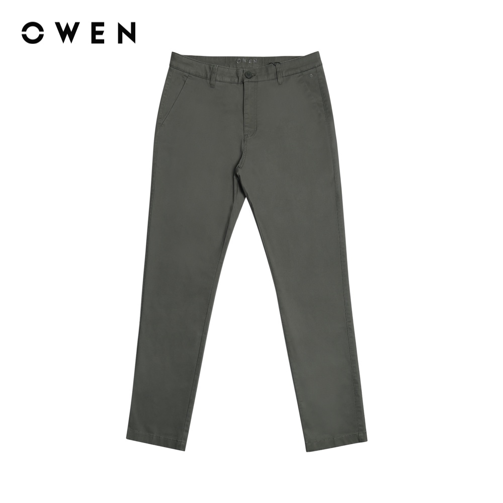 OWEN - Quần khaki Slim Fit Rêu - QKSL220658