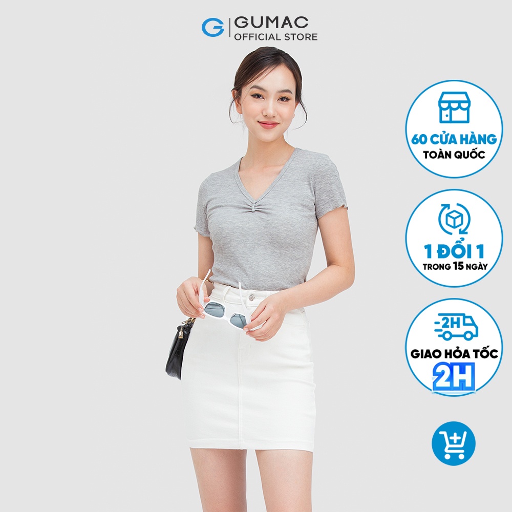 Áo thun nữ kiểu cổ tim thời trang GUMAC ATC05027