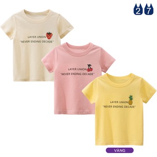 Áo thun bé gái 27HOME họa tiết hoa quả đáng yêu chất cotton mềm mại