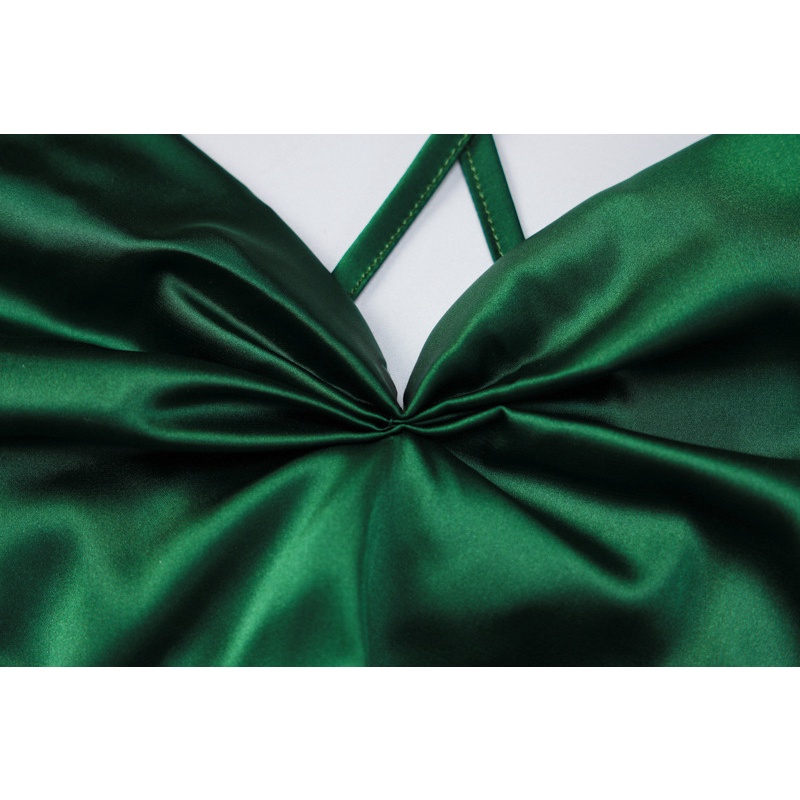 Đầm Satin Dài Xếp Li Hở Lưng Thiết Kế Thanh Lịch Cho Nữ