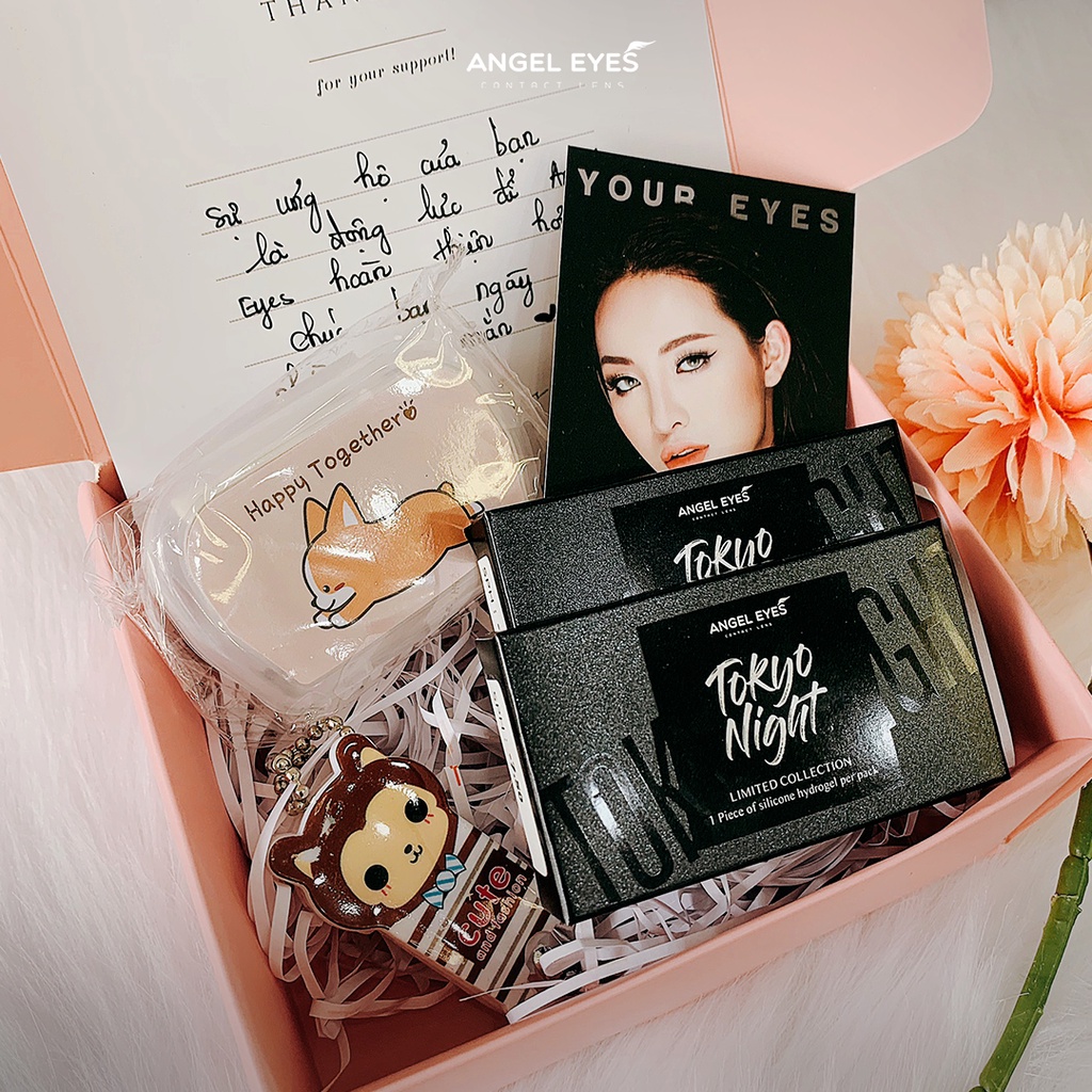 [Hàng mới về] Lens đen giãn tròng có độ cận Tokyo Night nhãn hiệu Angel Eyes ( Độ cận 0-8 độ )
