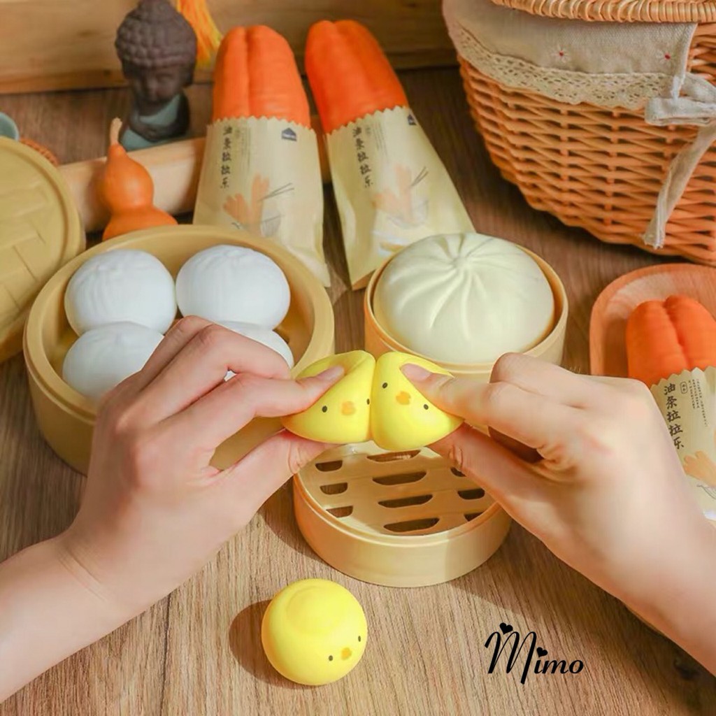 [HÀNG MỚIĐồ chơi Squishy Mochi hình bánh bao chân thực mềm mịn giảm stress giải tỏa căng thẳng co dãn đàn hồi ngộ nghĩnh