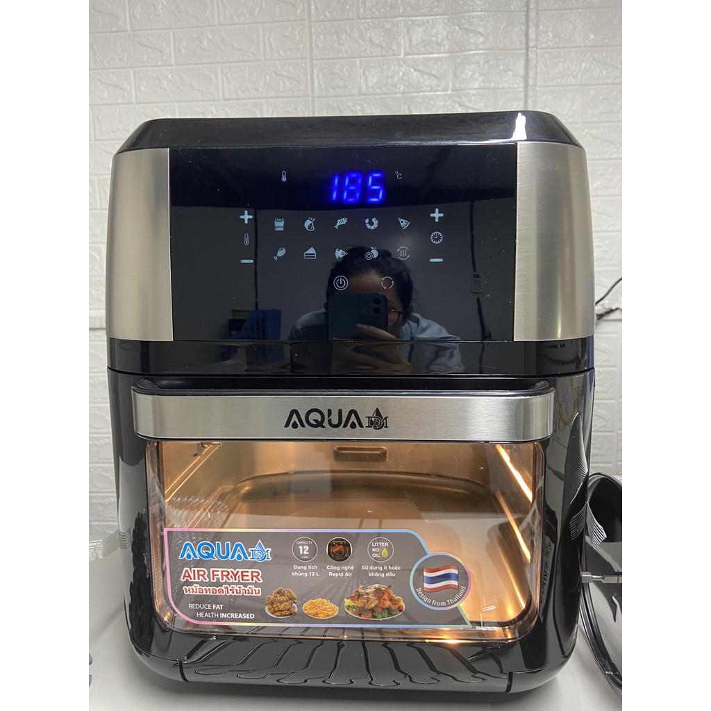 Nồi chiên không dầu AQUA DM THÁI LAN DUNG TÍCH SIÊU LỚN 12L Màn hình CẢM ỨNG, Lồng quay, Tầng nướng - BH 12 THÁNG