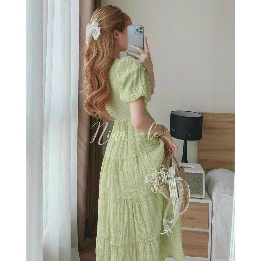 [HCM] Đầm Nữ Maxi Xếp Tầng Xốp Chỉ Tay Bo Chun Cao Cấp Thời Trang Nữ Sam Closet Free Size 40-55kg