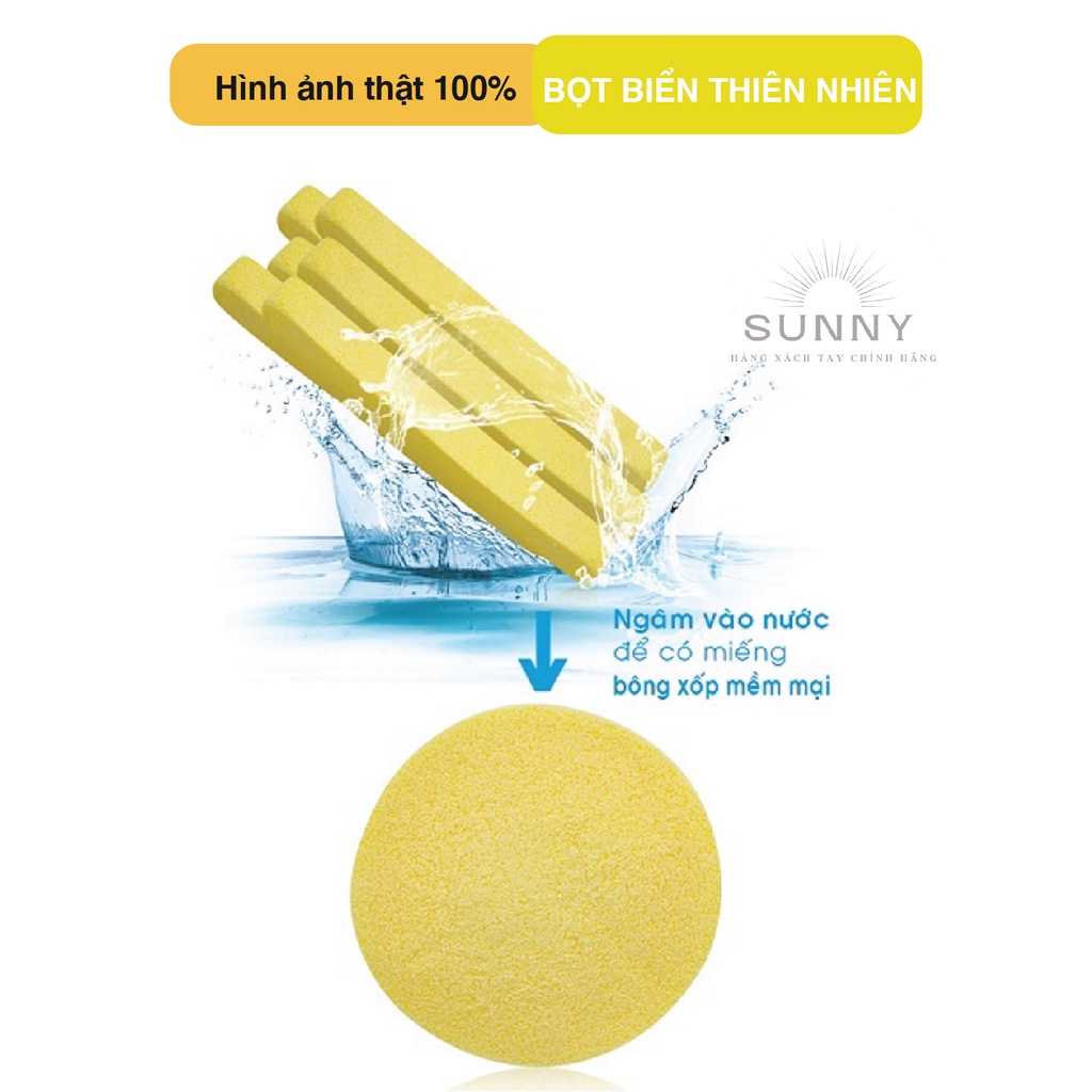 Bông nở rửa mặt bọt biển Chivey gói 12 miếng siêu tiết kiệm giúp tẩy tế bào chết trên da