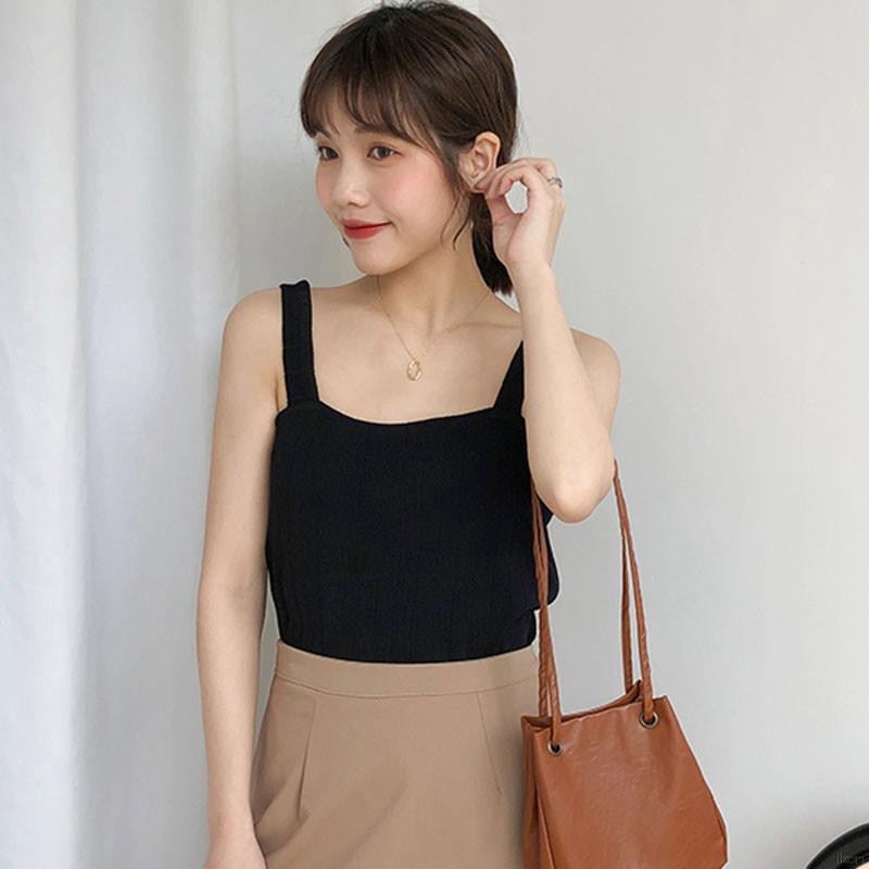 Áo len hai dây màu trơn phong cách Hàn Quốc thời trang dành cho nữ