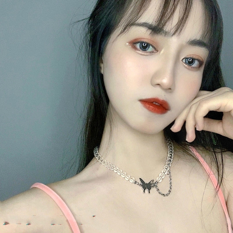 Dây Chuyền Mặt Hình Bướm Đính Ngọc Trai Trong Suốt