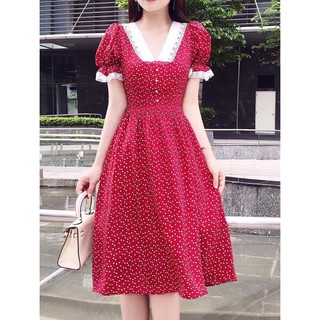 Đầm Váy Nữ Giá Rẻ Lụa Tim Phối Chạy Viền Ren Thời Trang Nữ Thiết Kế Mới ( Mẫu Có Video )