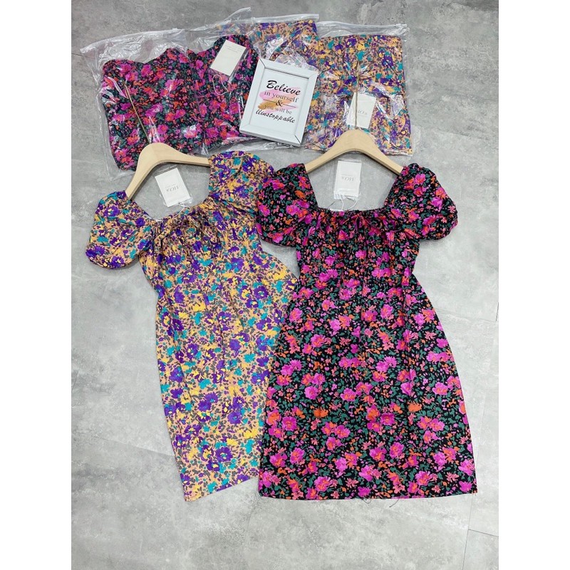 [Siêu Hot] Váy Hoa Tím Body Bèo Ngực, Đầm Nữ Dáng Ôm Siêu Xinh Có Ảnh Thật Kèm Video | BigBuy360 - bigbuy360.vn