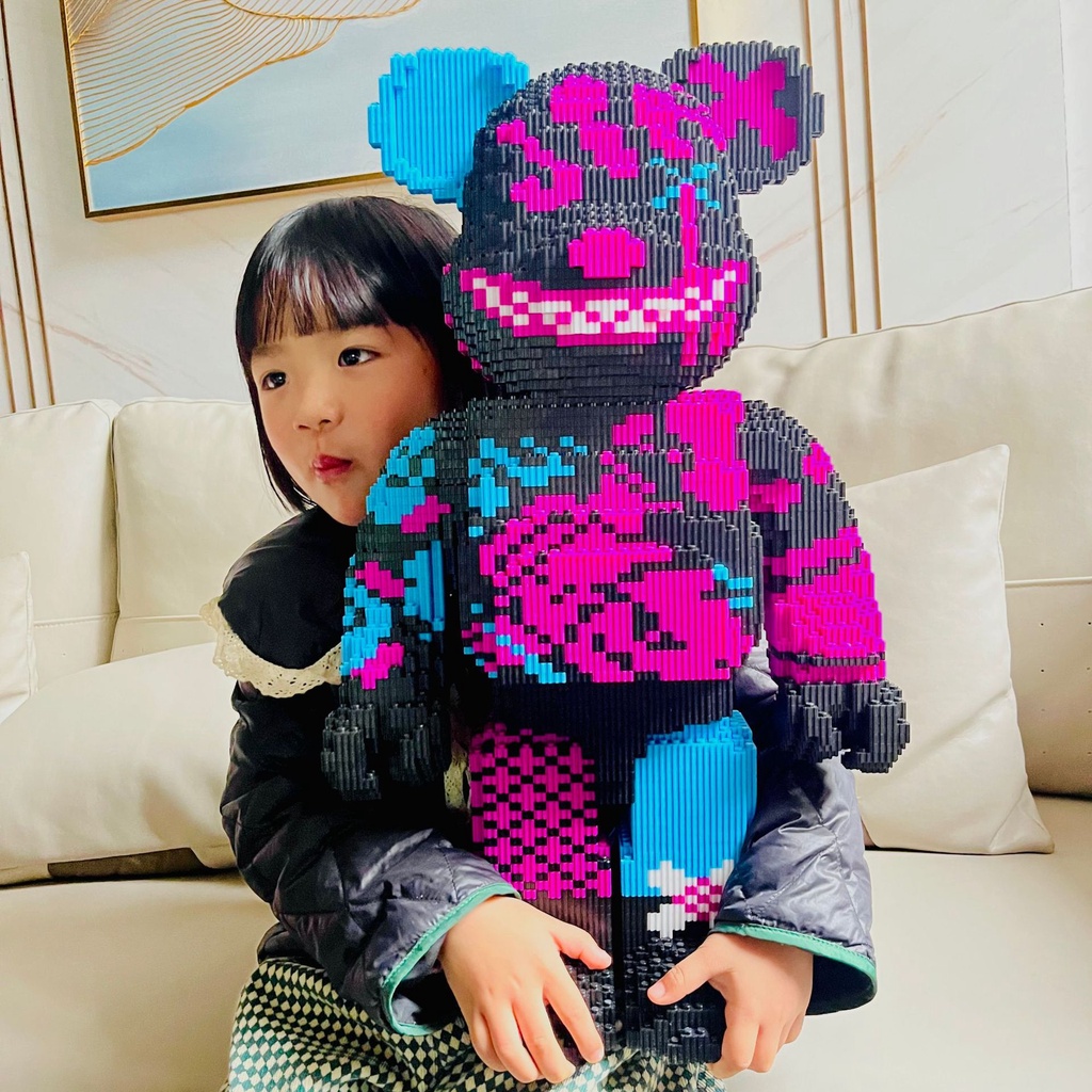 Mô hình lắp ráp gấu Bearbrick kHỔNG LỒ cỡ lớn 55cm siêu hot xếp hình gấu đáng yêu trang trí decor