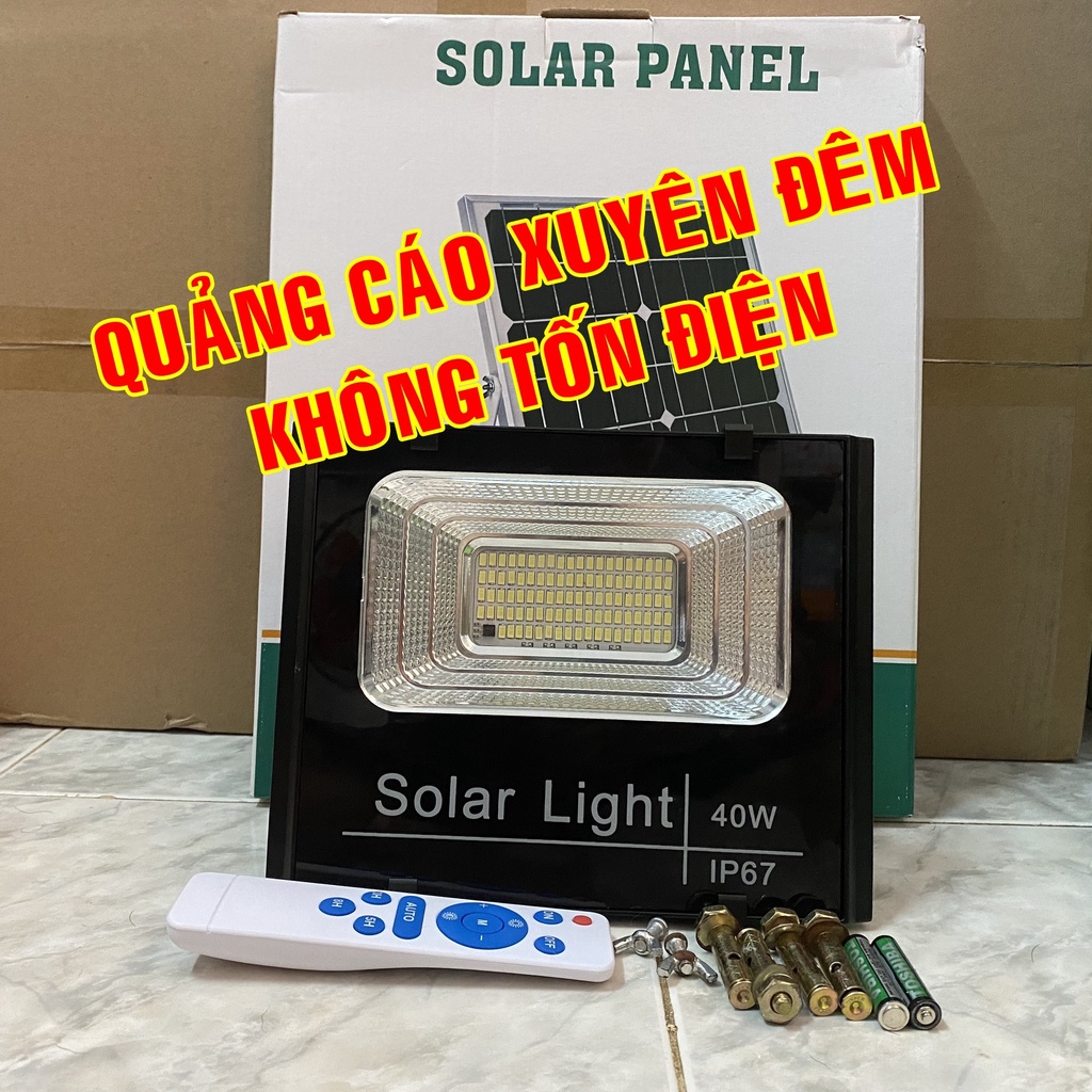 Đèn Pha Năng lượng mặt trời 40W Dành Cho Bảng Hiệu, Quảng cáo thâu đêm 100% miễn phí