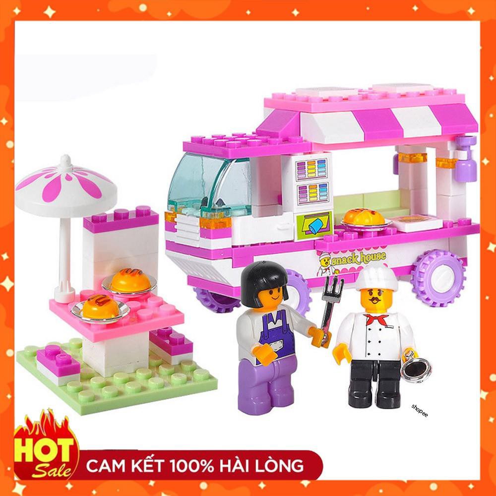 [Lego giá rẻ ]  Xếp hình lego con gái ⚡ Ảnh thật ⚡ Bộ Đồ Chơi Lắp Ráp Lego xe làm bánh snack gồm 102pcs Sluban 0155