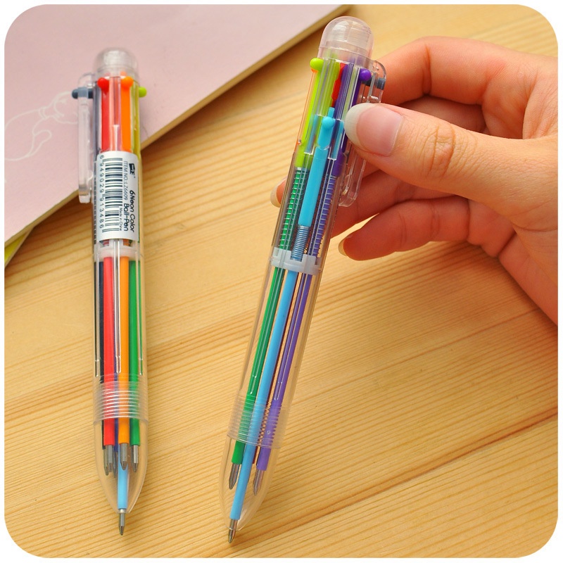 Bút Bi 6 Trong 1 Nhiều Màu Sắc/Xanh/Đen/Xanh Dương/Tím/Tím F703