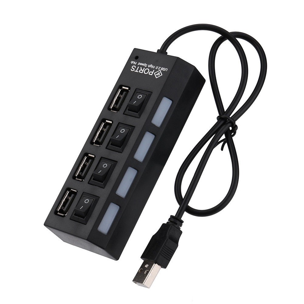 4 Ports USB 2.0 High Speed Power ON/OFF Switch Hub Adapter for Computer Laptop