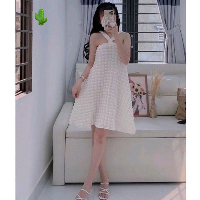 Đầm xốp chéo cổ vải dầy dặn cao cấp (B.C)