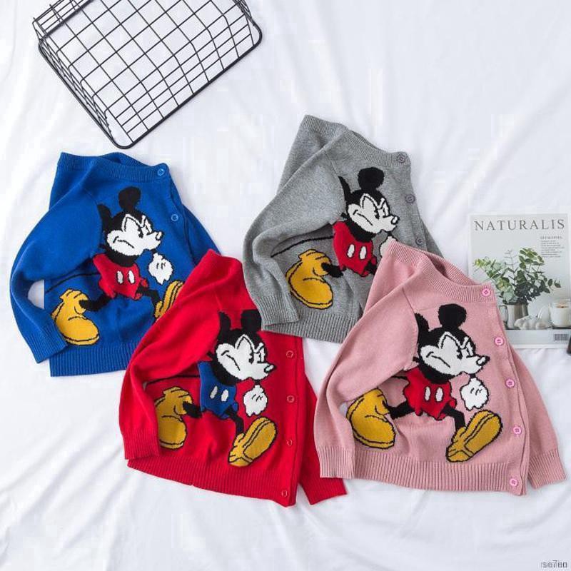 ruiaike  Kids Sweater Spring/Autumn Baby Boy Girl Cardigan Cartoon Mickey Knitted Button Pullover