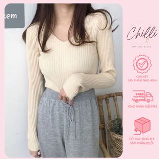 Áo len tăm lông cừu cổ tim Quảng Châu P220