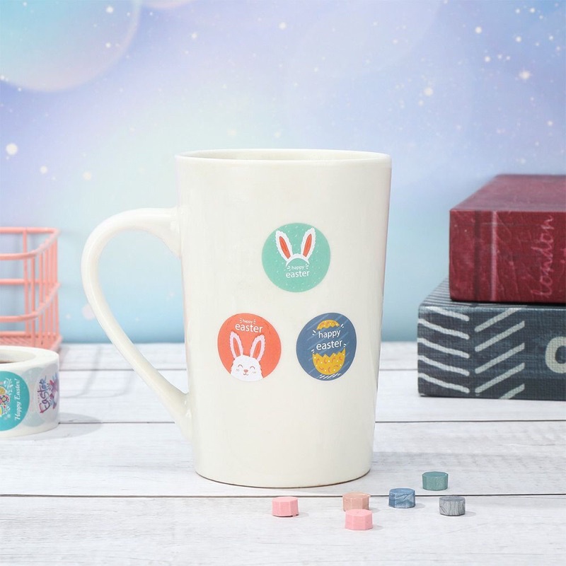 (Giao đơn từ 30k) 100 sticker tròn mừng Lễ Phục Sinh (Easter), có sẵn keo dán sẵn mặt sau dùng dán trứng, kẹo, bánh quy