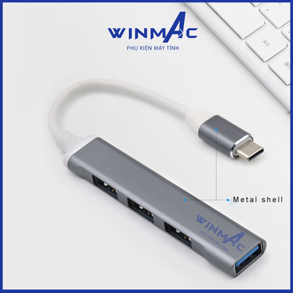 Cổng Chuyển Đổi Macbook Chân Type C chia 4 cổng USB 3.0 Hub chuyển đổi macbook nhanh chóng tiện lợi - Winmac