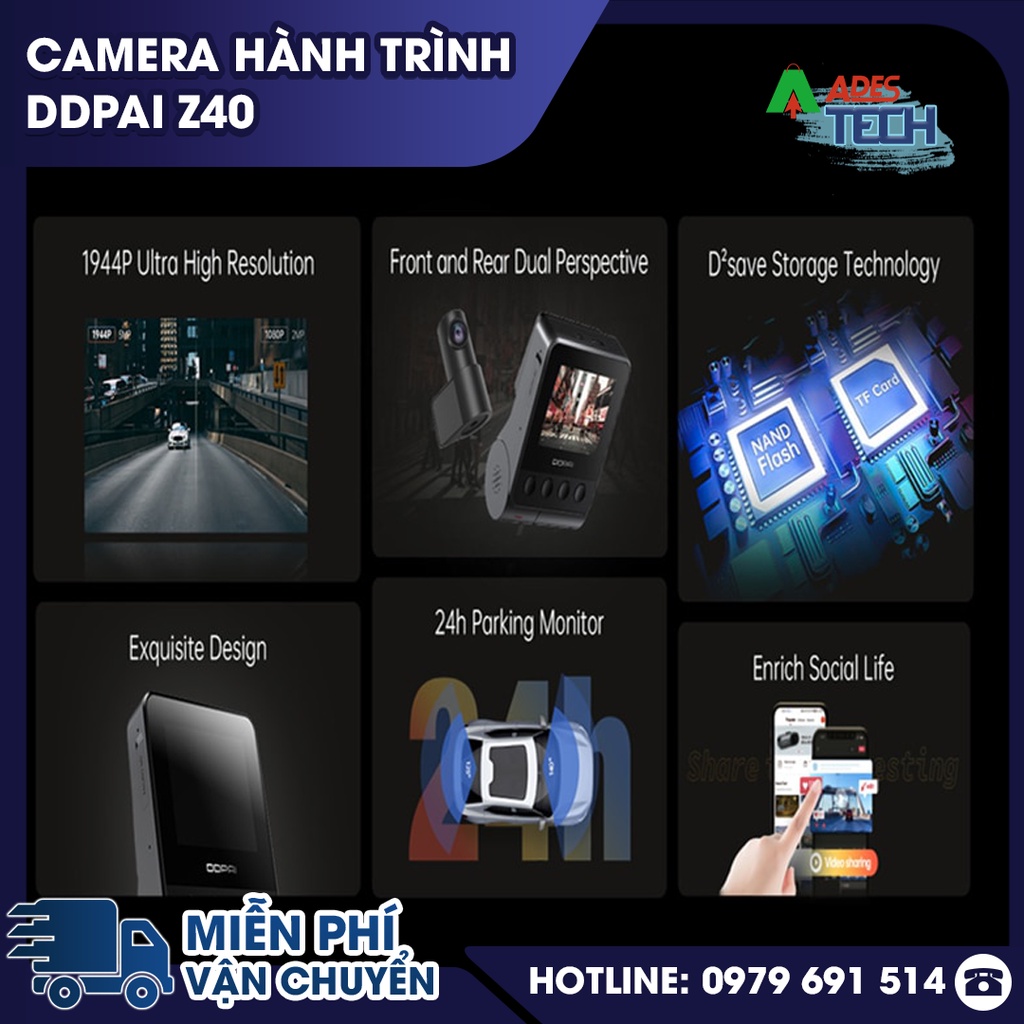 Camera hành trình DDPai Z40 - trải nghiệm toàn diện cho người lái - Bảo hành 12 tháng