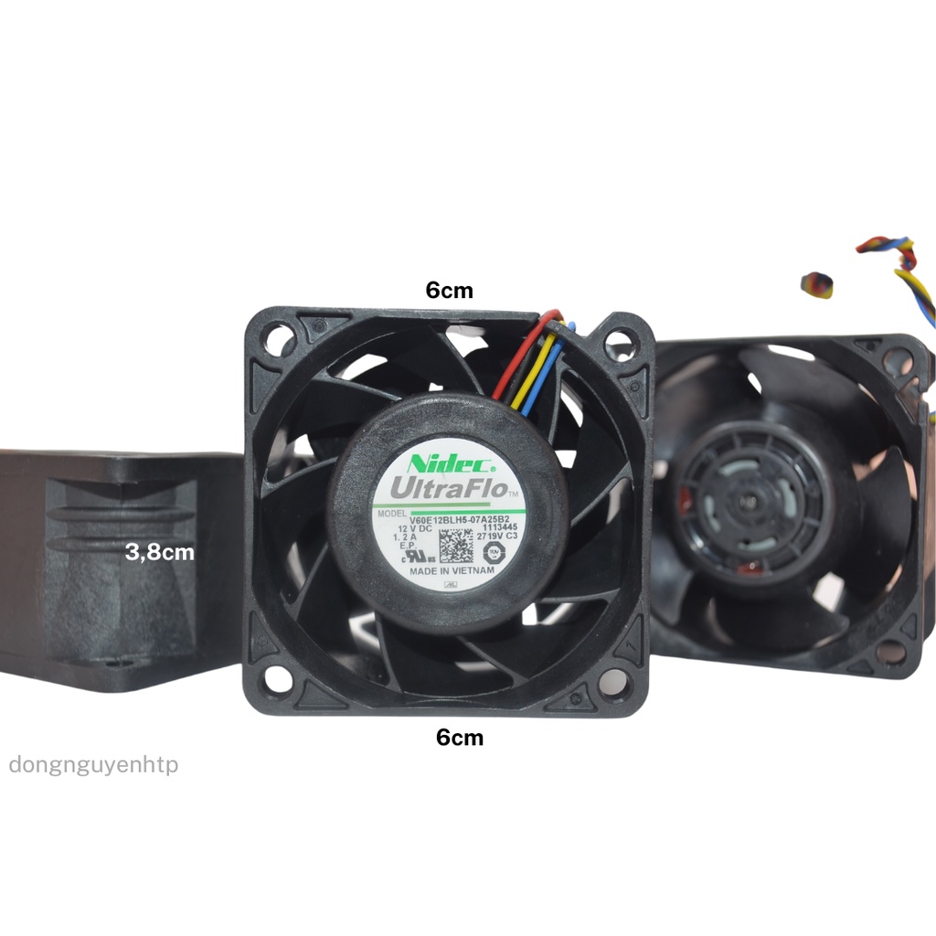 Quạt tản nhiệt 12v 1,2a ~ 0,9a ~ 0,62a 6x6x3,8 ĐỘNG CƠ PHẢN LỰC SIÊU KHOẺ