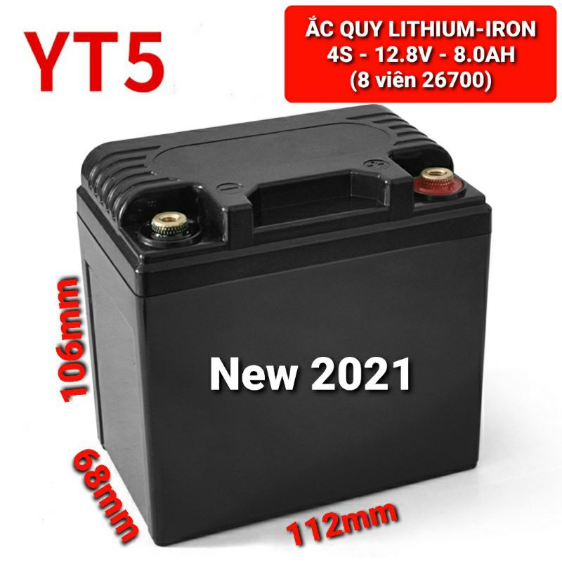 Achun.vn -YT5-ẮC QUY LITHIUM-IRON  4S- 12.8V/14.4- 8.0AH(8 viên 26700) - Khởi động xe máy