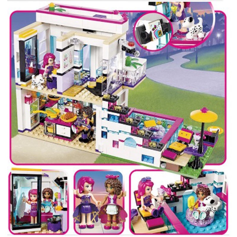 [có hàng 760 mảnh chuẩn công ty SX] Đồ Chơi xếp hình LEGO Friends Livi's Pop Star House SX3008