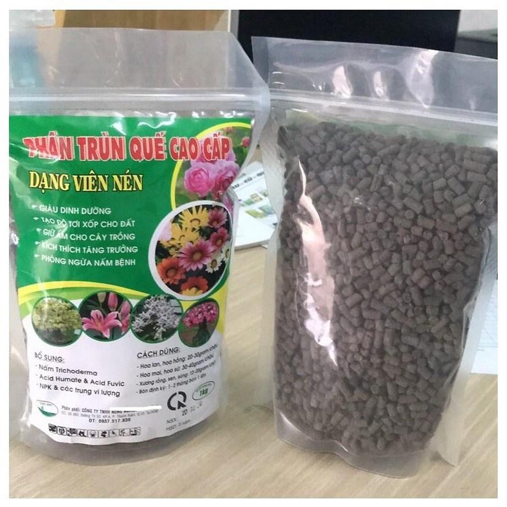 Phân trùn quế dạng viên nén, đóng túi 1kg sử dụng thời gian 6 tháng rất tốt cho rể lan