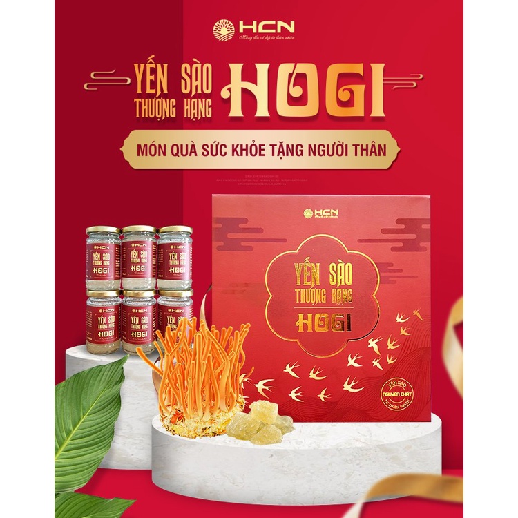 YẾN SÀO ĐÔNG TRÙNG HẠ THẢO HOGI THƯỢNG HẠNG 1 HỘP 6 HŨ x 100ml