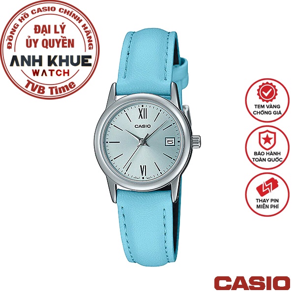 Đồng hồ nữ dây da Casio chính hãng Anh Khuê LTP-V002L-2B3UDF (25mm)