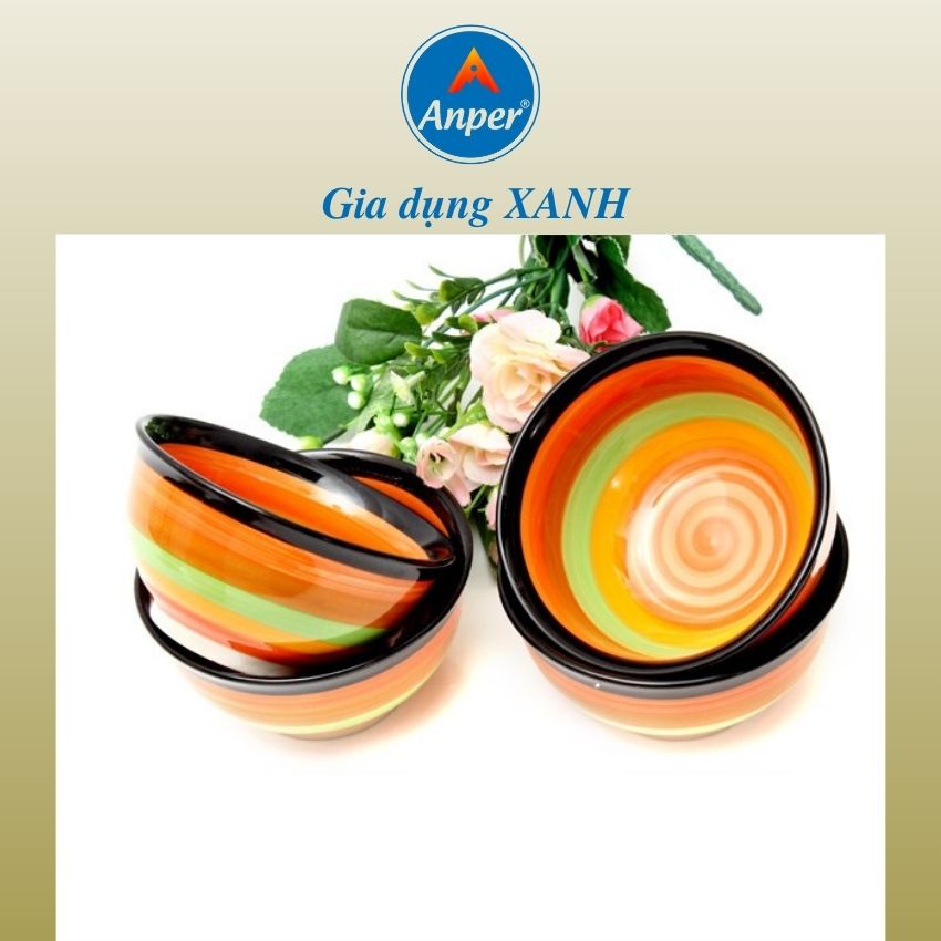 Chén ăn cơm 6 và 10 bát ăn cơm sứ 11 Cm  sứ cầu vồng kiểu dáng hiện đại  an toàn sang trọng