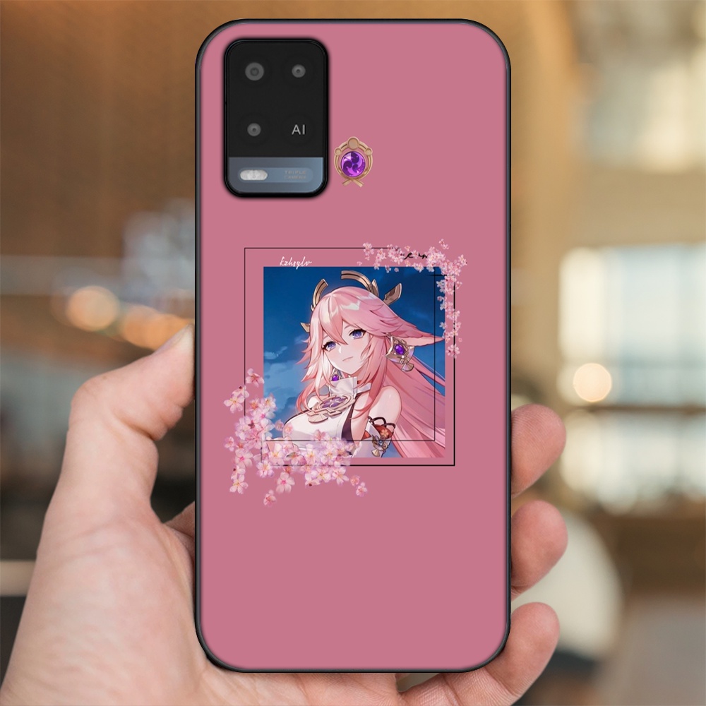 Ốp lưng Oppo A54 4G, A54 5G viền đen in hình Yae Miko Genshin Impact