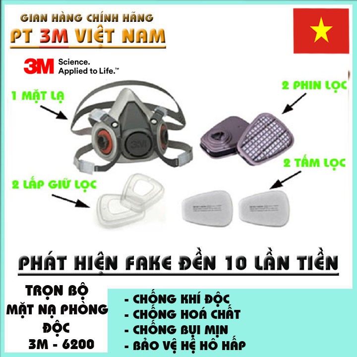 Trọn bộ mặt nạ phòng độc 3M 6200