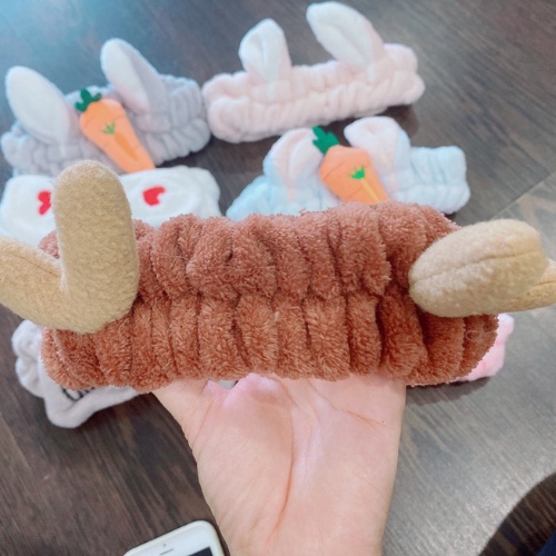 Băng đô giữ tóc rửa mặt tai thỏ 3D cute vải nhung mềm mượt phong cách Hàn Quốc