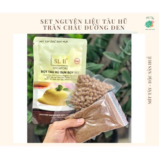 Set nguyên liệu tàu hũ trân châu đường đen 390g, tàu hũ trân châu cốt dừa 350g