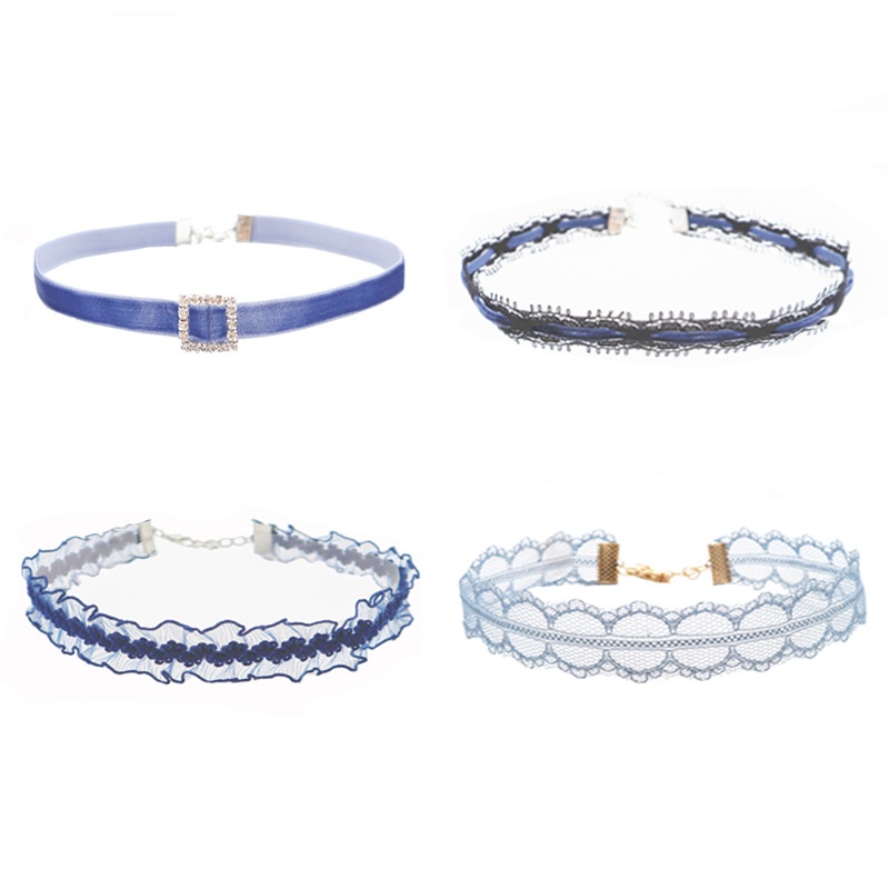 Vòng Cổ choker Dây Nhung Phối Ren Phong Cách Hàn Quốc