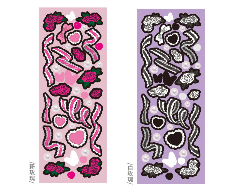 Korean Love Rose Stickers Black Ribbons Decorative Ribbons for iPad Stickers