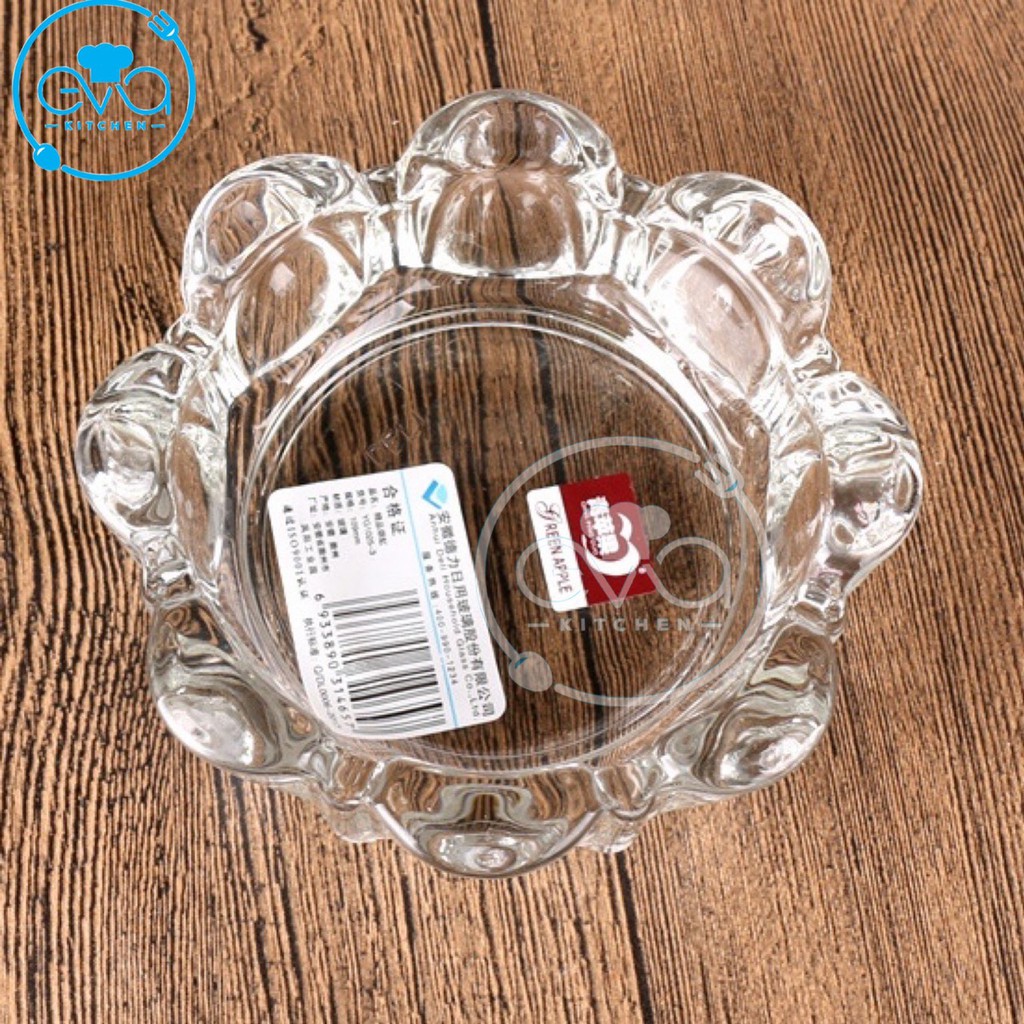 Gạt Tàn Thuỷ Tinh Cao Cấp Glass Ashtray Kiểu Dáng Tròn Cánh Hoa Sang Trọng Deli 1025 M3334