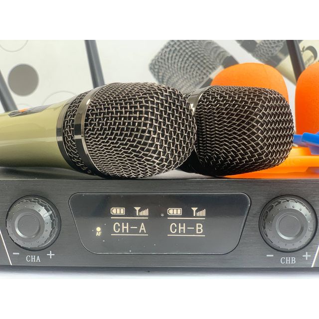 Micro không dây cao cấp 𝐖𝐗 - 𝟒𝟎𝟐 hát karaoke, loa di động, loa kéo 2 mic và 1 đầu thu