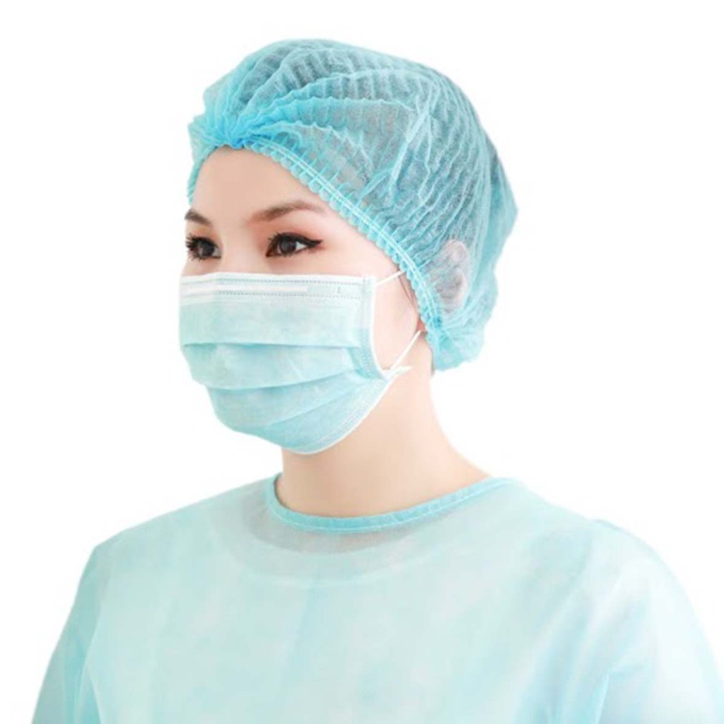 Set 100 Mũ Chụp Y Tế, Mũ Chụp Công Nhân, Công Xưởng
